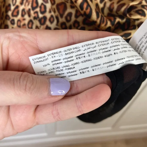 Zara Leopard Print Wrap top, ruched side, long sleeve mini dress - size M - Picture 5 of 10